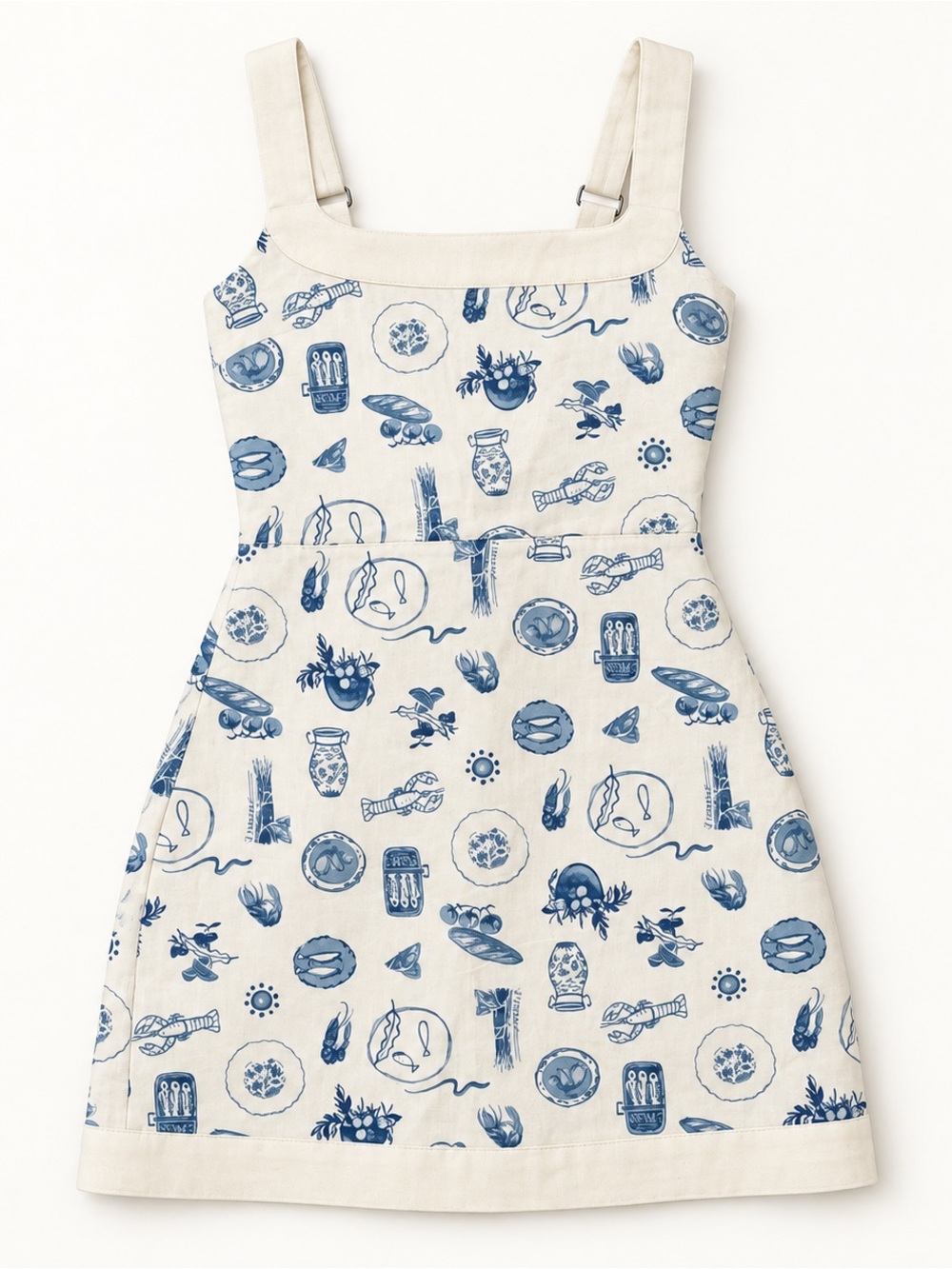 Abercrombie & Fitch Cream Mini Dress with Blue Print